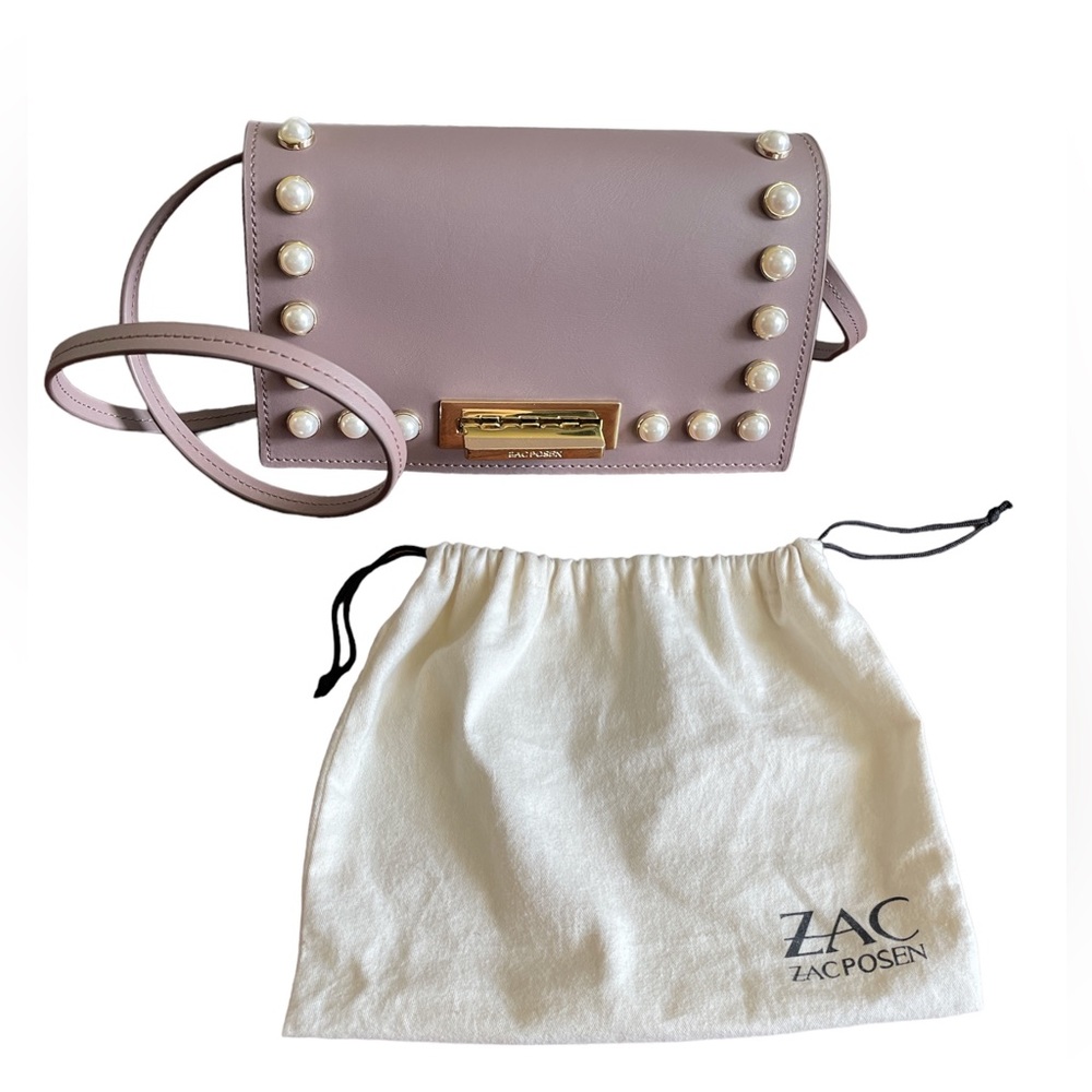 Pre-owned Mauve Color Earthette Front Pearl Lady Mini Crossbody or Clutch